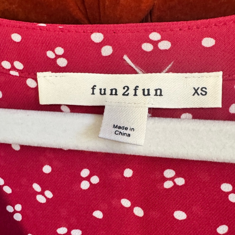 Fun 2 Fun Red Blouse with White Dots